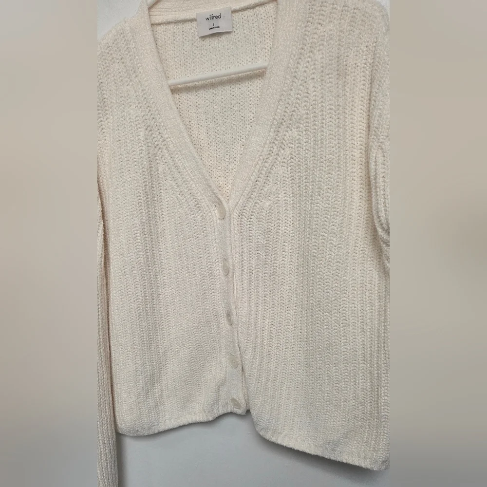 Wilfred Aritzia Women's Cream Chunky Knit Oversized Sz S Open Cropped Cardigan - Picture 4 of 14